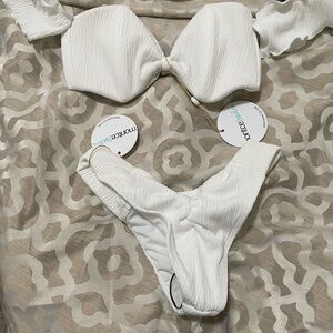 White Textured Bikini Set